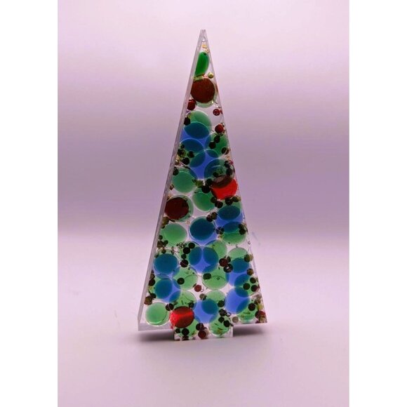 Unique Christmas Tree Filled with Colorful Balls Handmade with Resin NEW - Picture 1 of 8